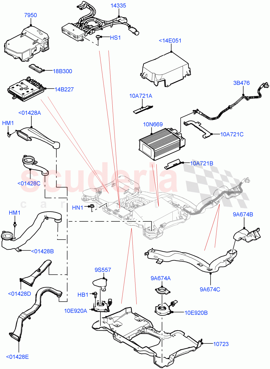 Hybrid Electrical Modules(MHEV Battery Housing, Cooling Ducts and Fans)(Electric Engine Battery-MHEV) of Land Rover Land Rover Defender (2020+) [5.0 OHC SGDI SC V8 Petrol]