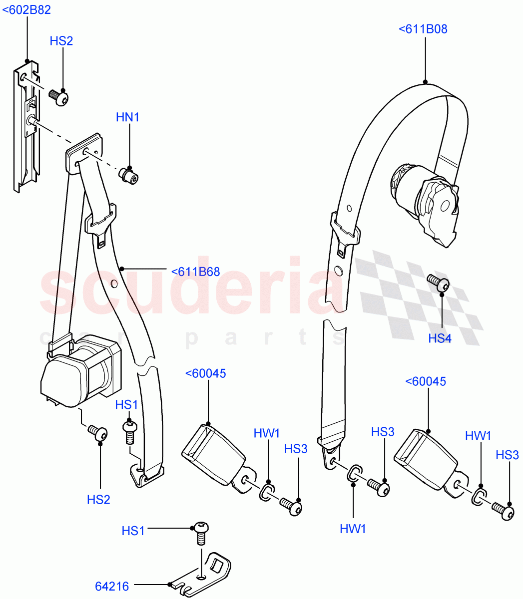 Rear Seat Belts(Less Armoured)((V)FROMAA000001) of Land Rover Land Rover Range Rover (2010-2012) [4.4 DOHC Diesel V8 DITC]