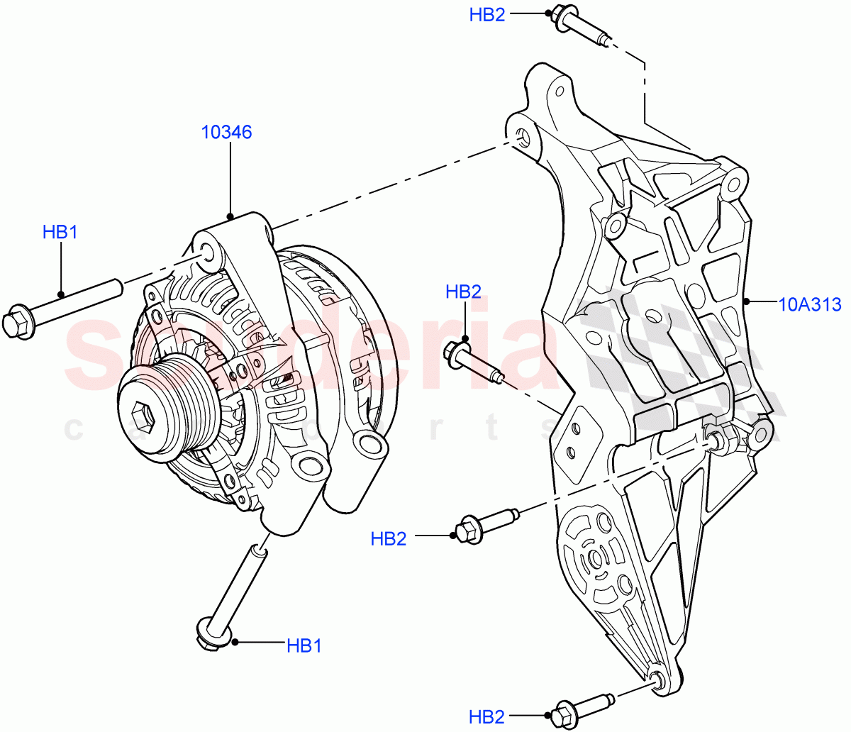 Alternator And Mountings(Nitra Plant Build)(3.0 V6 D Low MT ROW,3.0 V6 D Gen2 Mono Turbo,3.0 V6 D Gen2 Twin Turbo)((V)FROMK2000001) of Land Rover Land Rover Discovery 5 (2017+) [2.0 Turbo Petrol AJ200P]