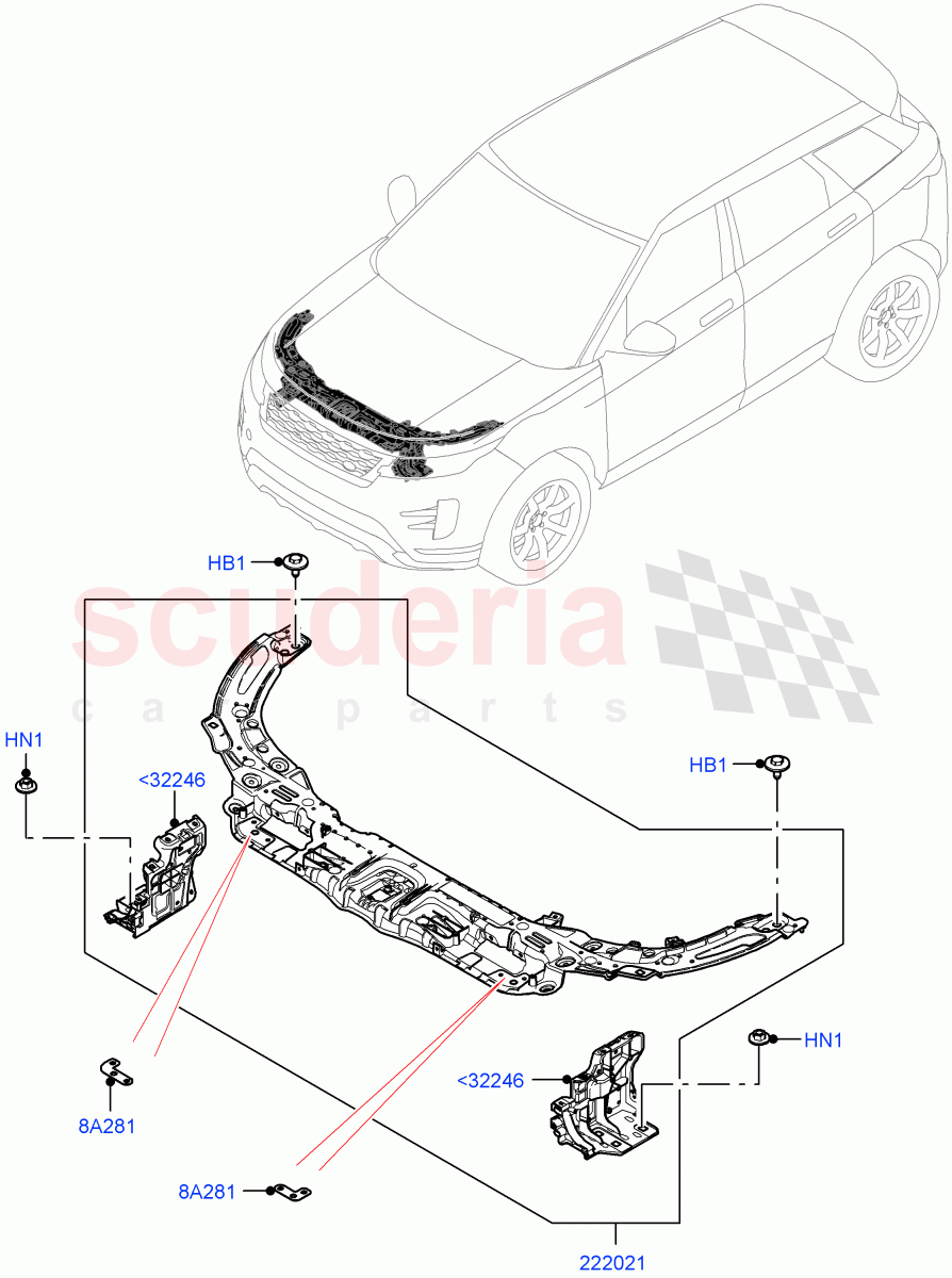 Front Panels, Aprons & Side Members (Front Panel) (Changsu (China)) of Land Rover Land Rover Range Rover Evoque (2019+) [1.5 I3 Turbo Petrol AJ20P3]