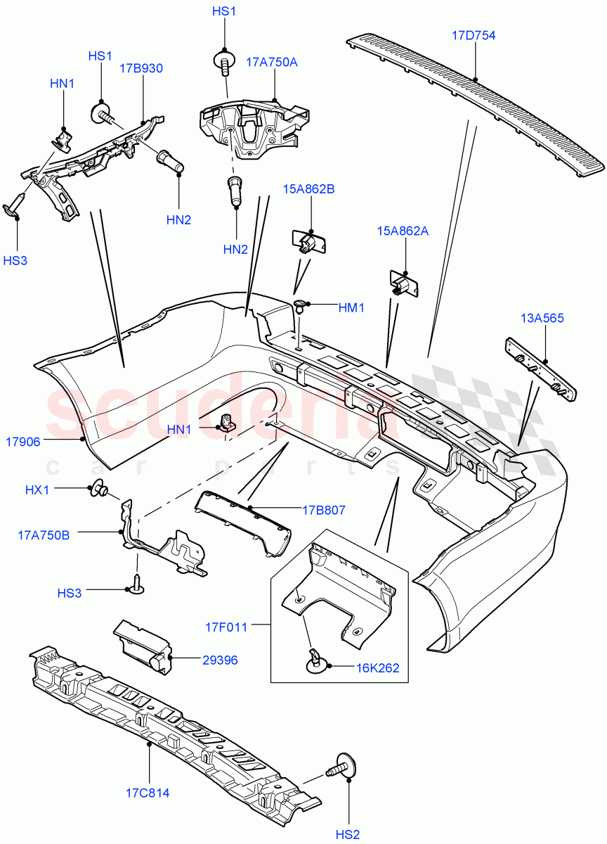 Rear Bumper((V)FROMAA000001) of Land Rover Land Rover Range Rover Sport (2010-2013) [5.0 OHC SGDI NA V8 Petrol]