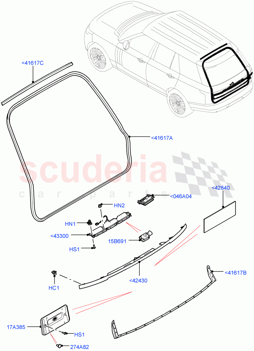 Luggage Compartment Door(Finisher And Seals)((V)FROMJA000001) of Land Rover Land Rover Range Rover (2012-2021) [3.0 Diesel 24V DOHC TC]