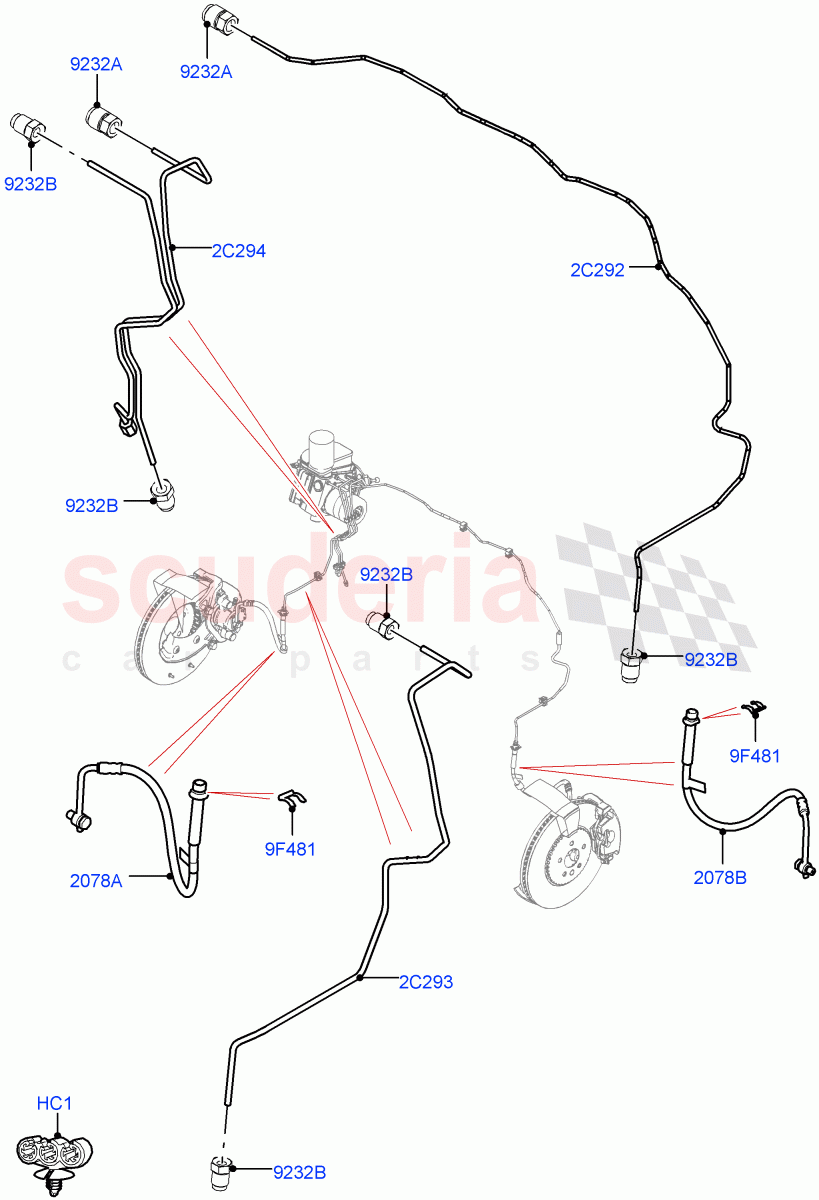 Front Brake Pipes(RHD)((V)FROMMA000001) of Land Rover Land Rover Range Rover Velar (2017+) [3.0 Diesel 24V DOHC TC]