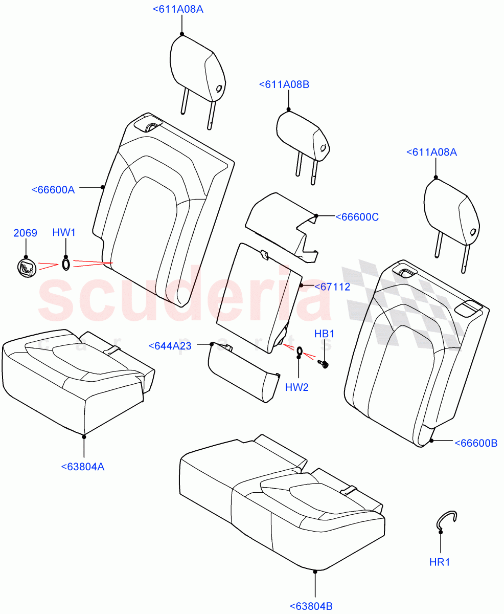 Rear Seat Covers(PVU Perforated Robustec,With 40/20/40 Split Fold Rear Seat)((V)FROMP2000001) of Land Rover Land Rover Defender (2020+) [5.0 OHC SGDI SC V8 Petrol]