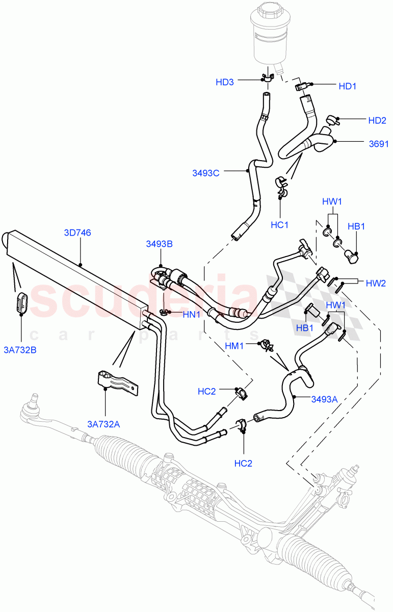 Supply & Return Hoses - Power Strg(3.6L V8 32V DOHC EFi Diesel Lion)((V)FROMAA000001) of Land Rover Land Rover Range Rover (2010-2012) [3.6 V8 32V DOHC EFI Diesel]