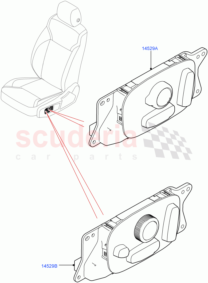 Switches(Front Seats, Solihull Plant Build)((V)FROMHA000001) of Land Rover Land Rover Discovery 5 (2017+) [2.0 Turbo Petrol AJ200P]