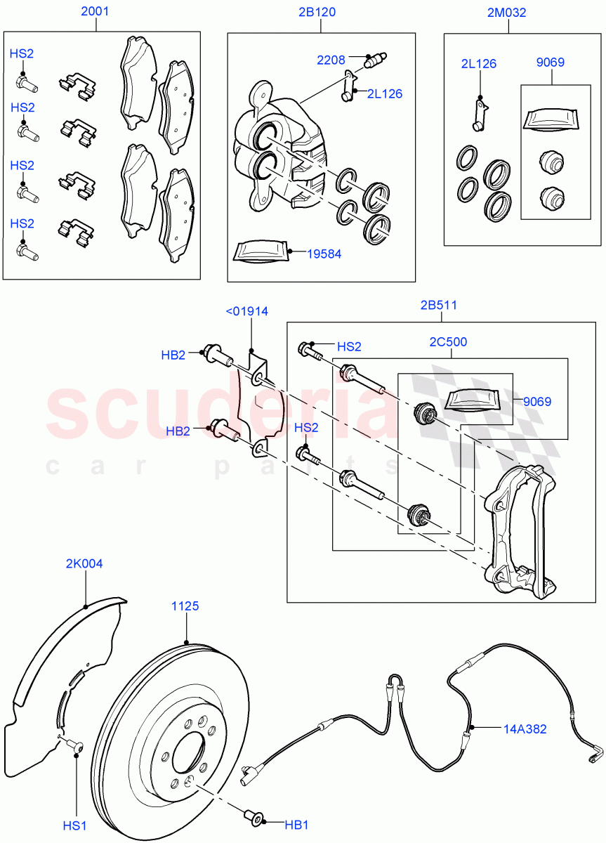 Front Brake Discs And Calipers ((V) TOHA999999) of Land Rover Land Rover Discovery 5 (2017+) [3.0 I6 Turbo Diesel AJ20D6]