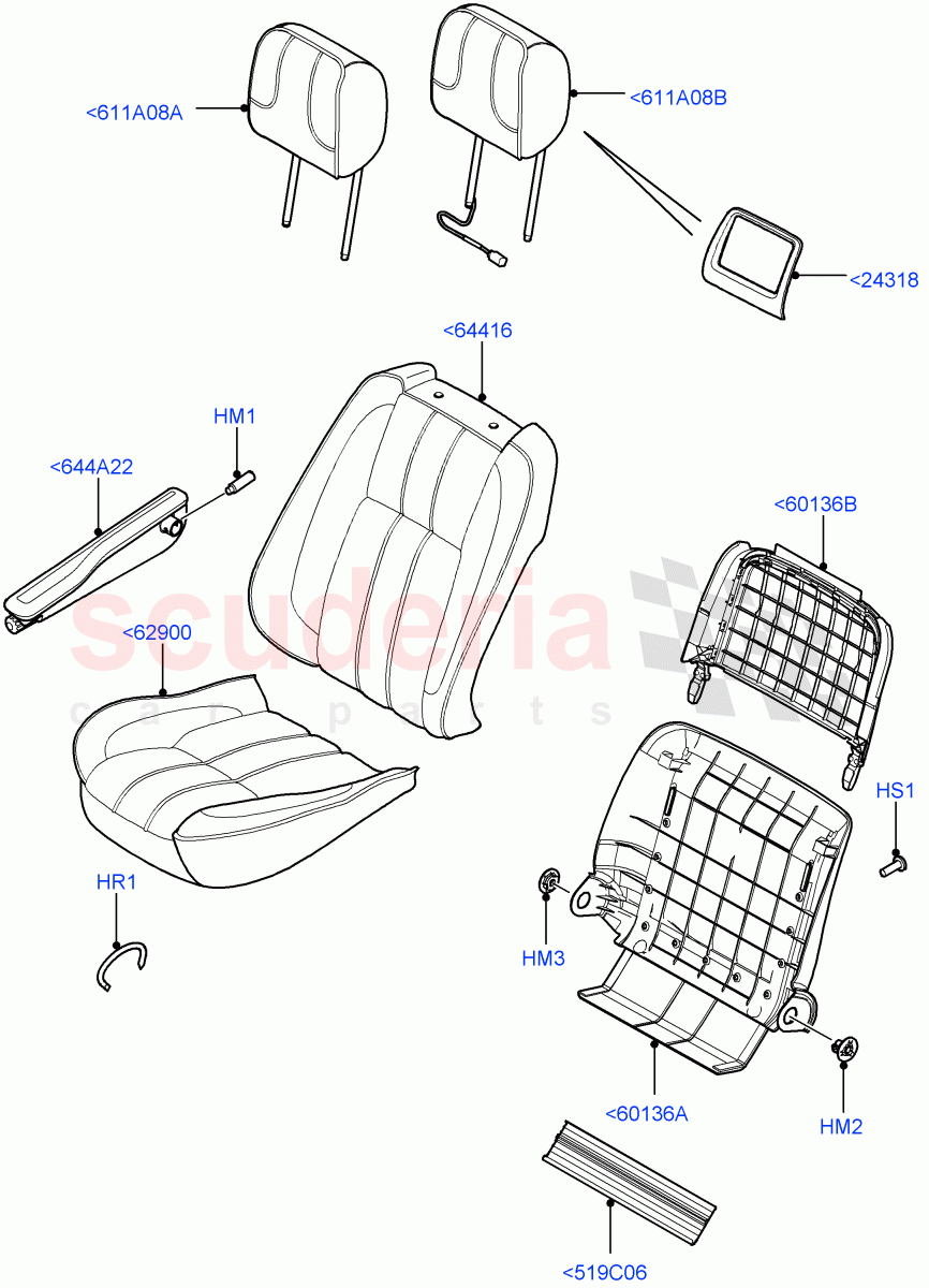 Front Seat Covers (Semi Aniline Leather Perf) ((V) FROMAA000001) of Land Rover Land Rover Range Rover (2010-2012) [3.6 V8 32V DOHC EFI Diesel]