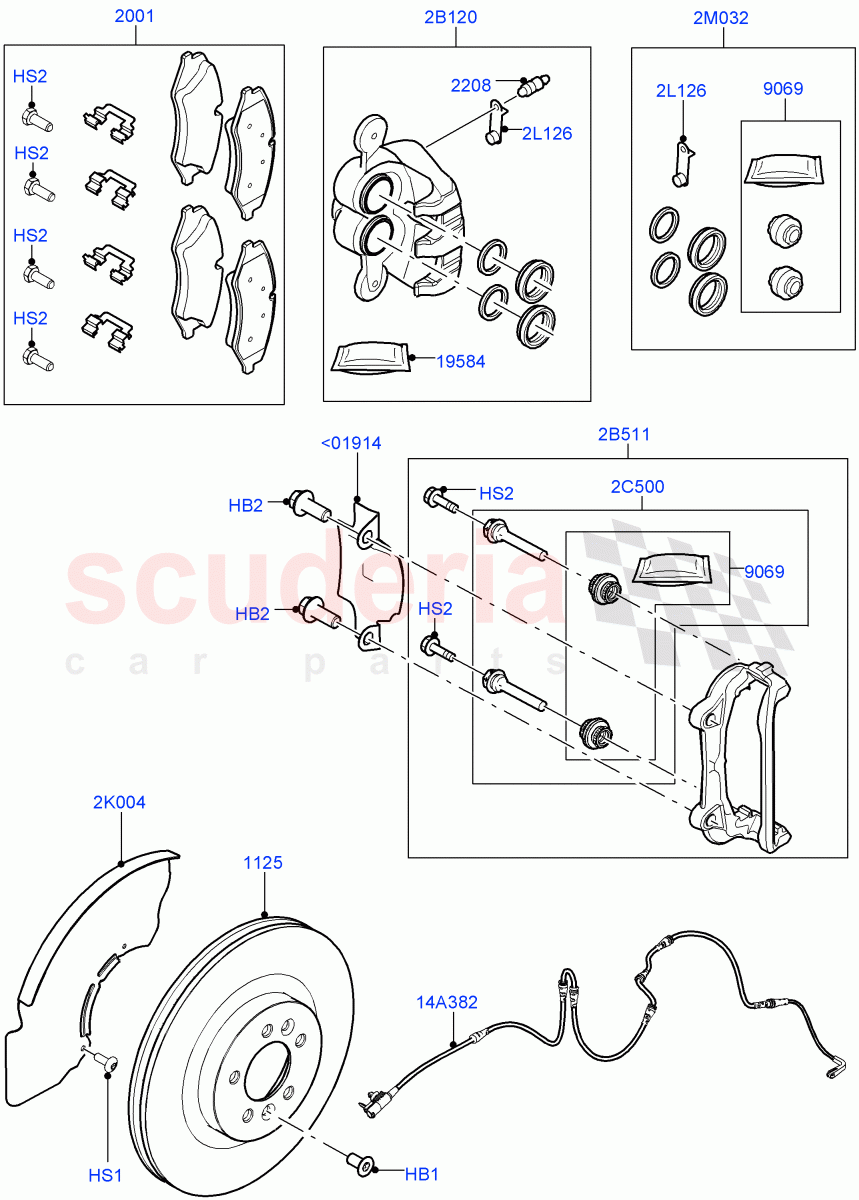 Front Brake Discs And Calipers (Front Disc And Caliper Size 19) ((V) FROMGA652129, (V) TOHA999999) of Land Rover Land Rover Range Rover Sport (2014+) [5.0 OHC SGDI SC V8 Petrol]