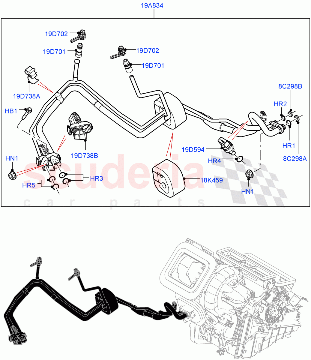 Air Conditioning System(Halewood (UK),Less Chiller Unit,Air Conditioning Refrigerant-R134A)((V)FROMGH000001,(V)TOKH999999) of Land Rover Land Rover Discovery Sport (2015+) [2.0 Turbo Diesel AJ21D4]