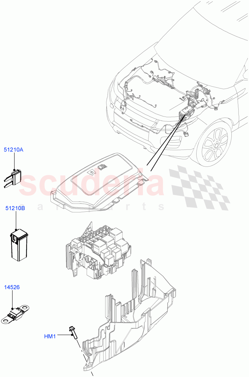 Fuses, Holders And Circuit Breakers (Engine Compartment) (Halewood (UK)) of Land Rover Land Rover Range Rover Evoque (2012-2018) [2.0 Turbo Petrol AJ200P]