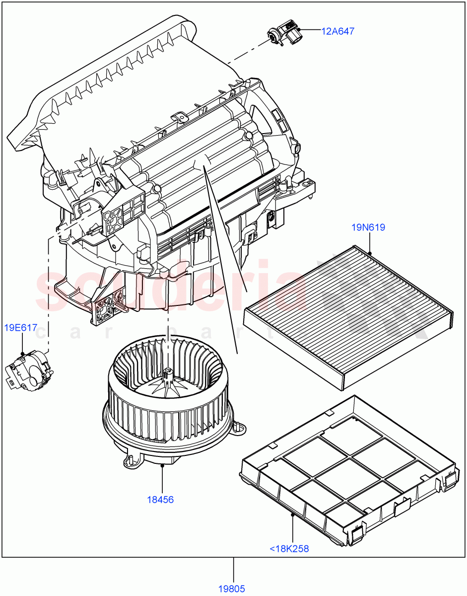 Heater/Air Con Blower And Compnts of Land Rover Land Rover Range Rover (2012-2021) [2.0 Turbo Petrol AJ200P]