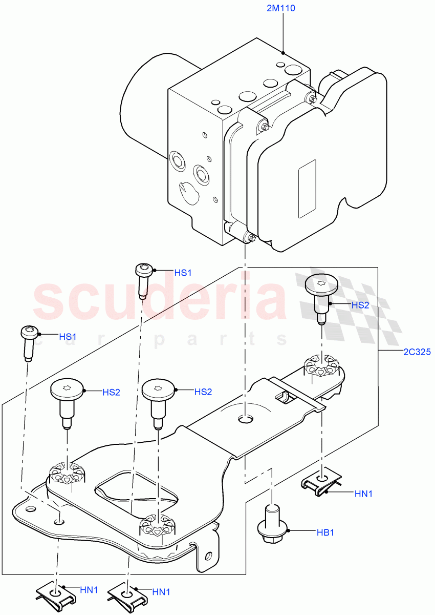 Anti-Lock Braking System (ABS Modulator, Nitra Plant Build) ((V) FROMK2000001, (V) TOL2999999) of Land Rover Land Rover Discovery 5 (2017+) [3.0 I6 Turbo Diesel AJ20D6]