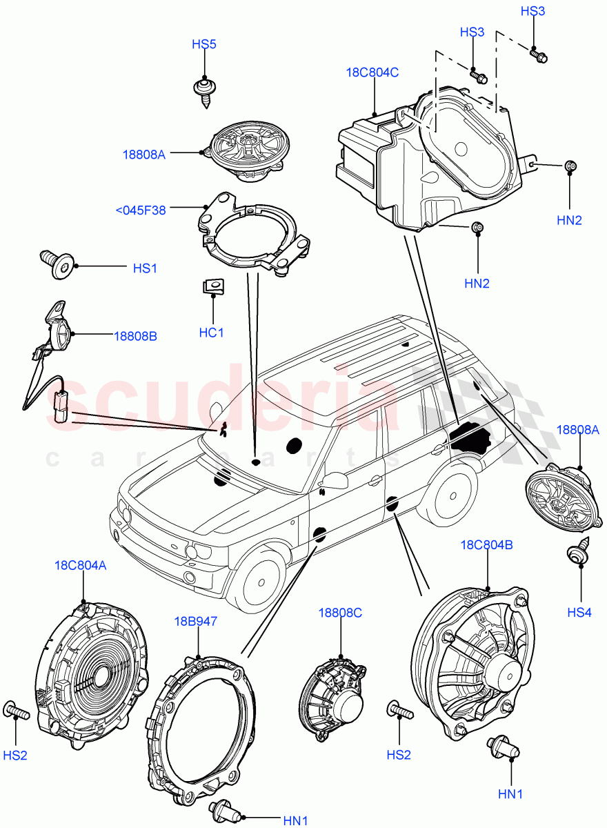 Speakers(With Premium ICE 1200W)((V)FROMAA000001) of Land Rover Land Rover Range Rover (2010-2012) [5.0 OHC SGDI SC V8 Petrol]