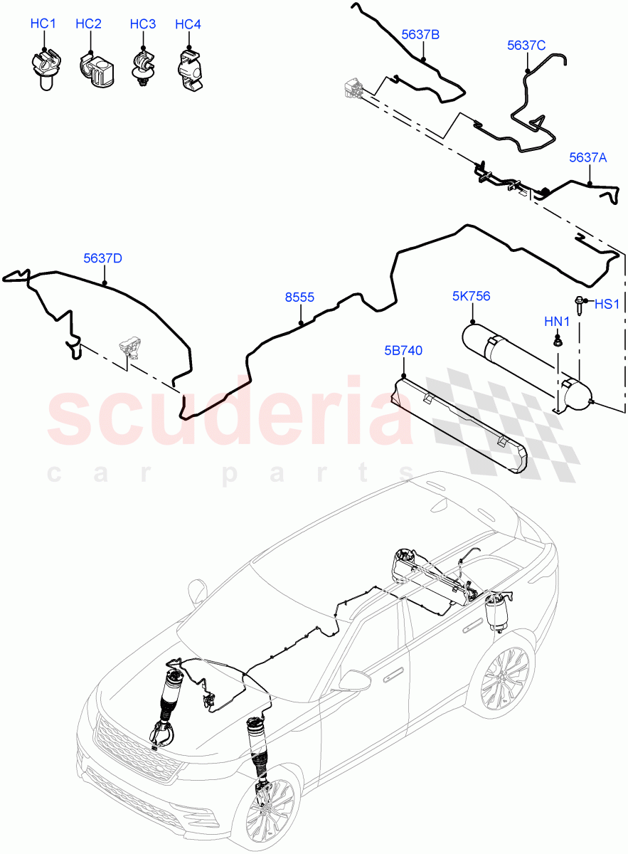 Air Suspension Compressor And Lines (Compressor Assy) (With Four Corner Air Suspension, With Performance Suspension) ((V) TOLA999999) of Land Rover Land Rover Range Rover Velar (2017+) [5.0 OHC SGDI SC V8 Petrol]