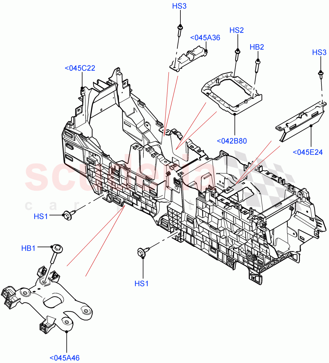 Console - Floor (Internal Components) (Itatiaia (Brazil)) of Land Rover Land Rover Range Rover Evoque (2019+) [2.0 Turbo Petrol AJ200P]