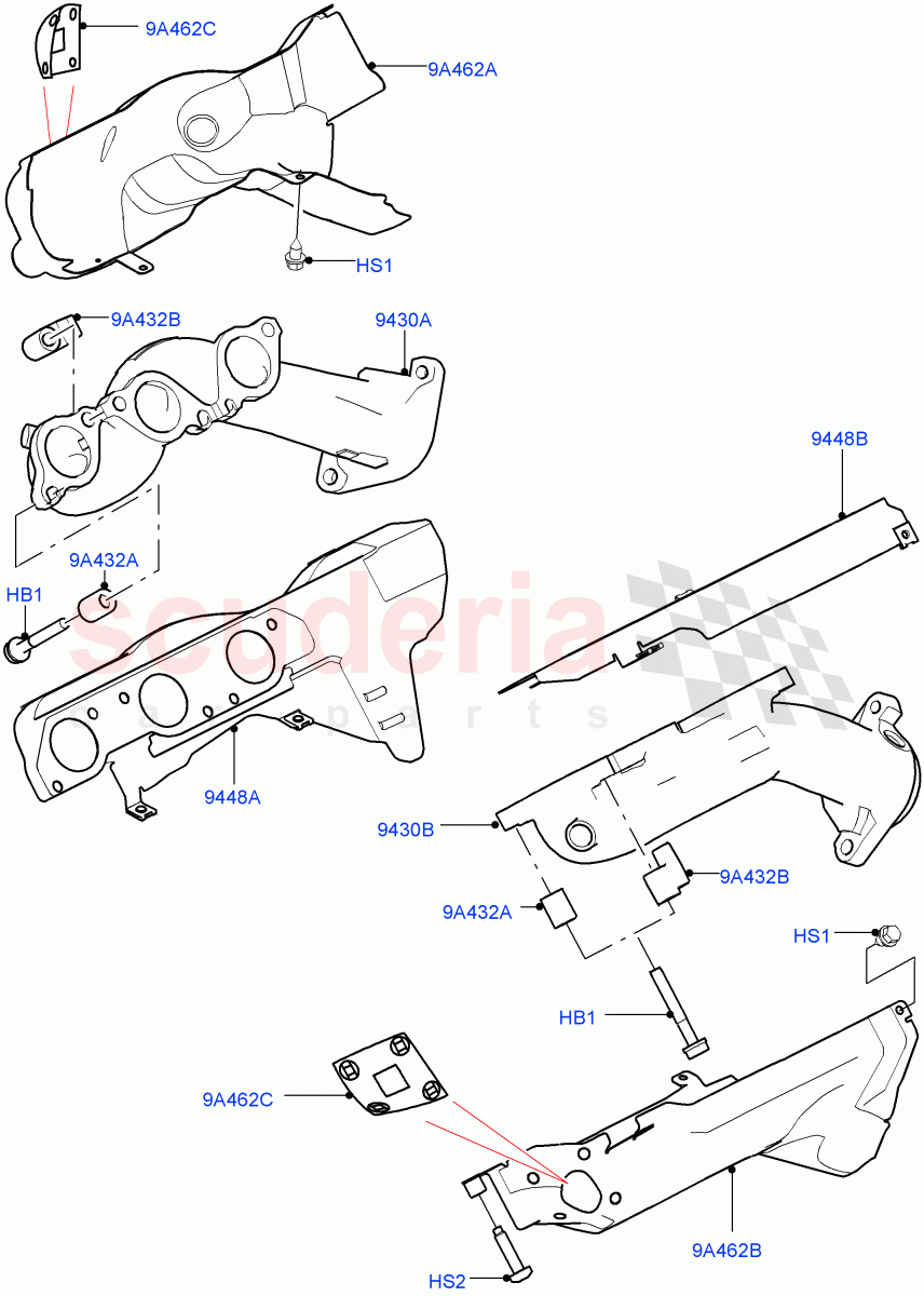 Exhaust Manifold (Solihull Plant Build) (3.0L DOHC GDI SC V6 PETROL, Beijing 6 Petrol Emission) ((V) FROMJA000001) of Land Rover Land Rover Discovery 5 (2017+) [3.0 DOHC GDI SC V6 Petrol]
