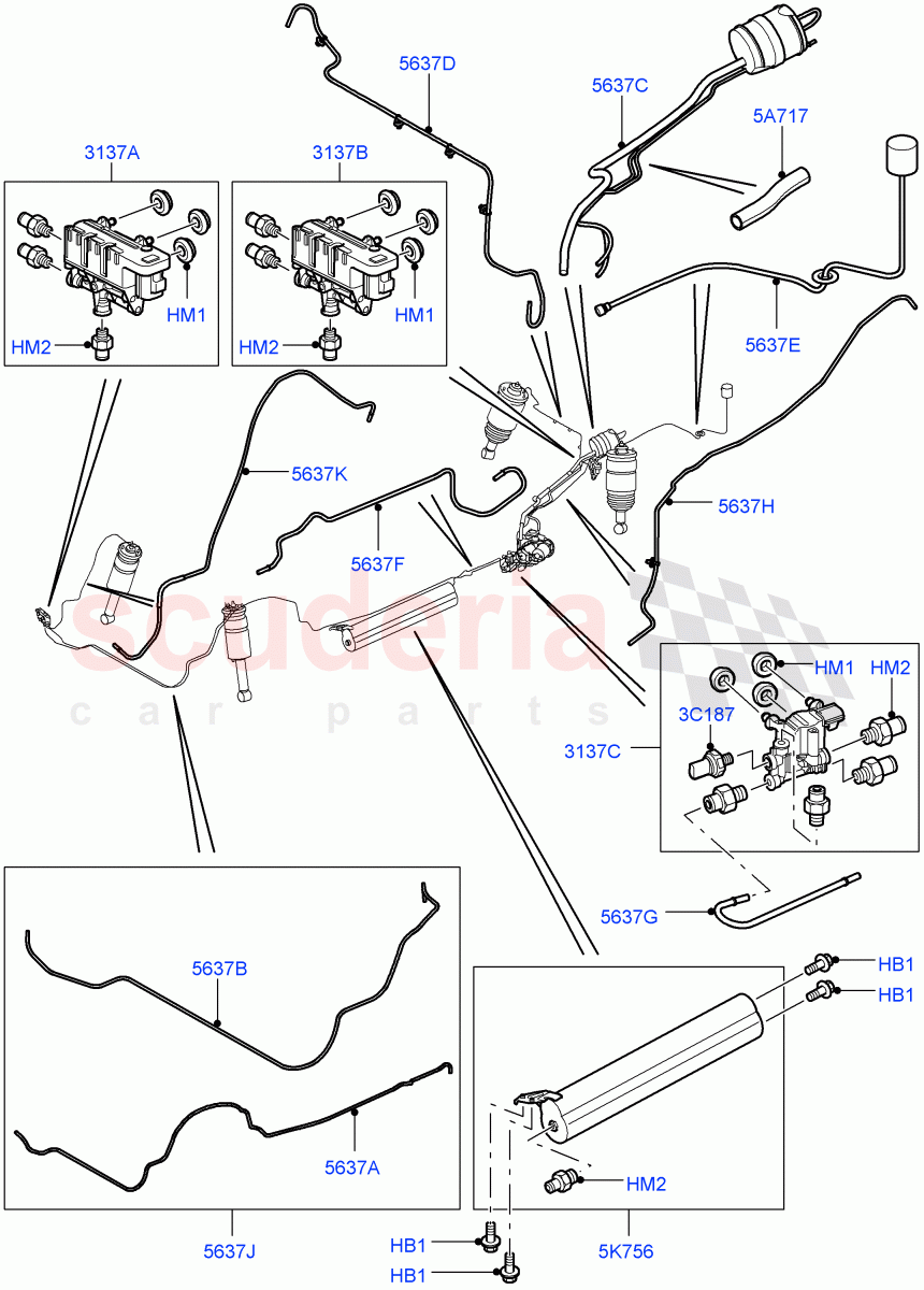 Air Suspension Compressor And Lines(Air Suspension Lines)((V)TO9A999999) of Land Rover Land Rover Range Rover Sport (2005-2009) [4.4 AJ Petrol V8]