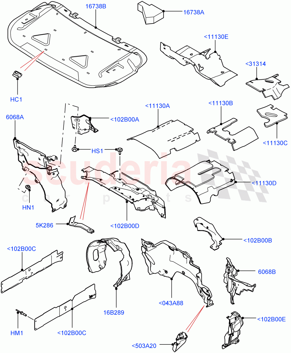 Insulators - Front(Engine Compartment) of Land Rover Land Rover Range Rover Sport (2014+) [2.0 Turbo Diesel]