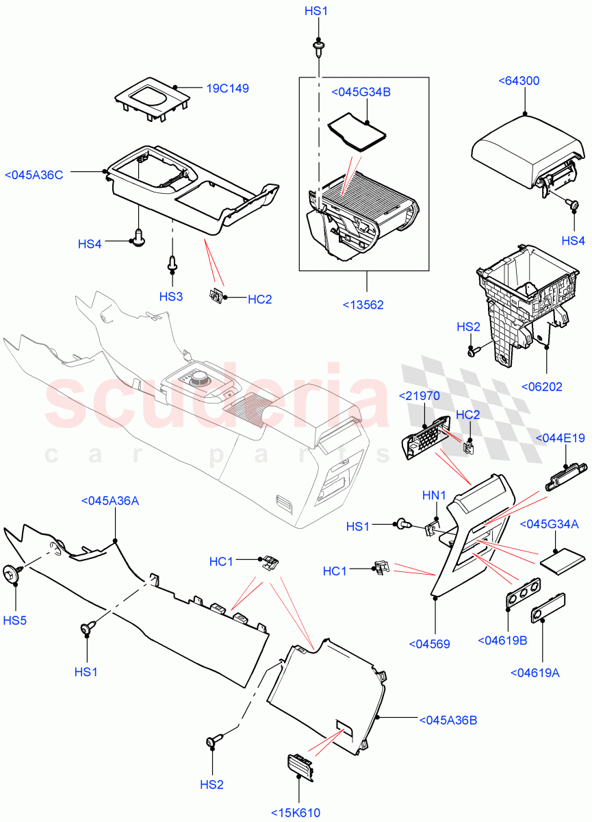 Console - Floor(External Components)(Itatiaia (Brazil),Full Floor Console With Armrest)((V)FROMGT000001,(V)TOKT999999) of Land Rover Land Rover Discovery Sport (2015+) [2.0 Turbo Diesel AJ21D4]