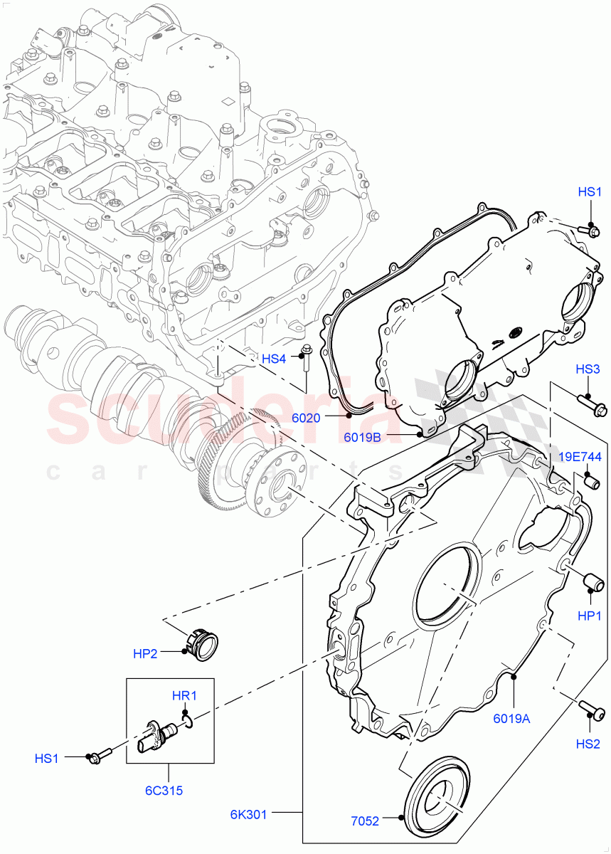 Timing Gear Covers(Solihull Plant Build)(2.0L I4 High DOHC AJ200 Petrol,2.0L I4 Mid DOHC AJ200 Petrol)((V)FROMHA000001) of Land Rover Land Rover Range Rover Velar (2017+) [2.0 Turbo Petrol AJ200P]