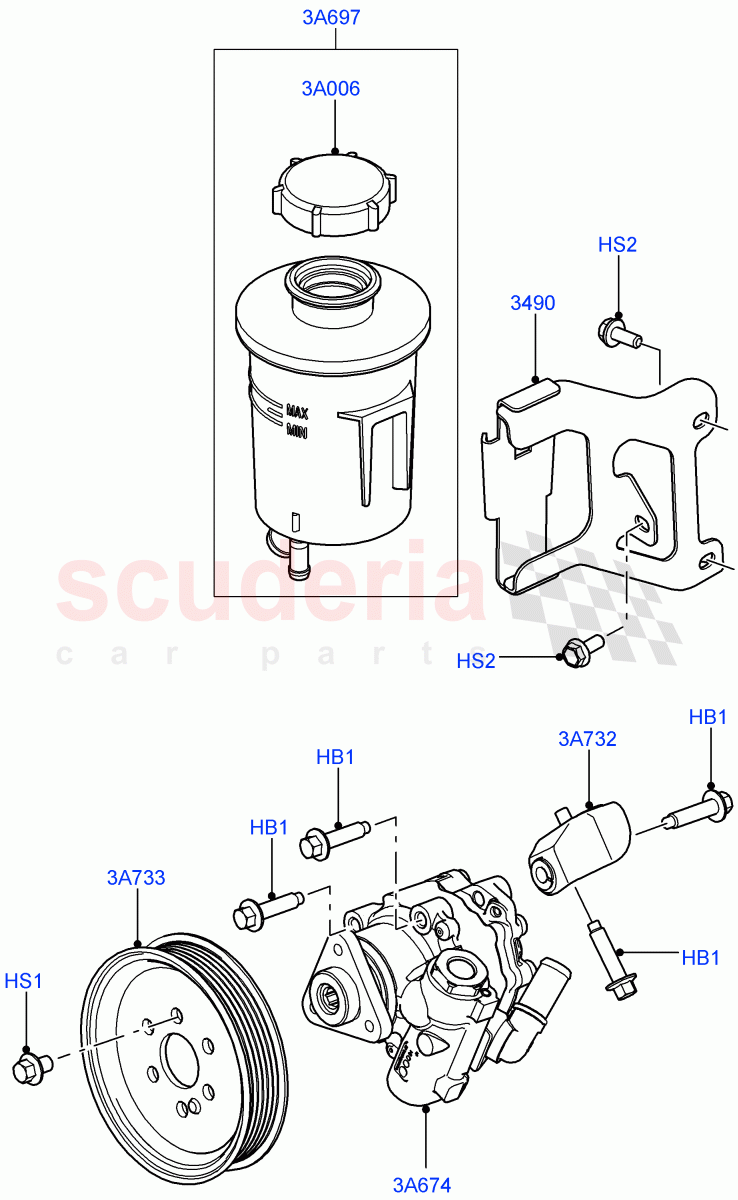 Power Steering Pump Mounting (5.0L OHC SGDI NA V8 Petrol - AJ133, 5.0L OHC SGDI SC V8 Petrol - AJ133) ((V) FROMAA000001) of Land Rover Land Rover Range Rover (2010-2012) [3.6 V8 32V DOHC EFI Diesel]