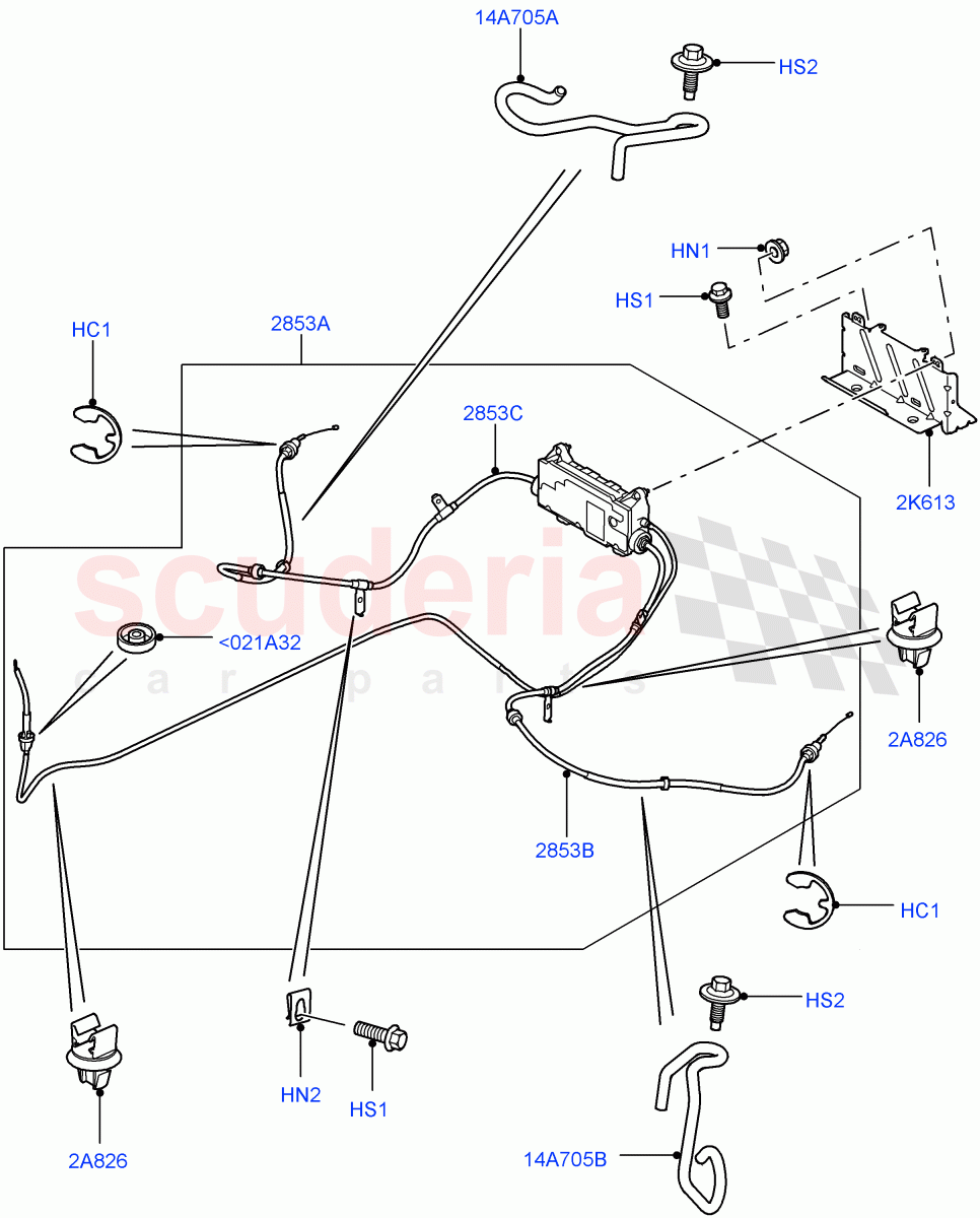Parking Brake (Parking Brake Cable) ((V) TO9A999999) of Land Rover Land Rover Range Rover Sport (2005-2009) [2.7 Diesel V6]