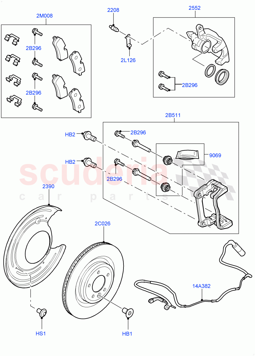 Rear Brake Discs And Calipers of Land Rover Land Rover Range Rover Sport (2014+) [3.0 I6 Turbo Diesel AJ20D6]