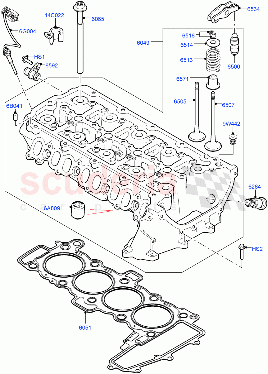 Cylinder Head(2.0L AJ20D4 Diesel Mid PTA,Halewood (UK),2.0L AJ20D4 Diesel LF PTA,2.0L AJ20D4 Diesel High PTA) of Land Rover Land Rover Range Rover Evoque (2019+) [2.0 Turbo Diesel]