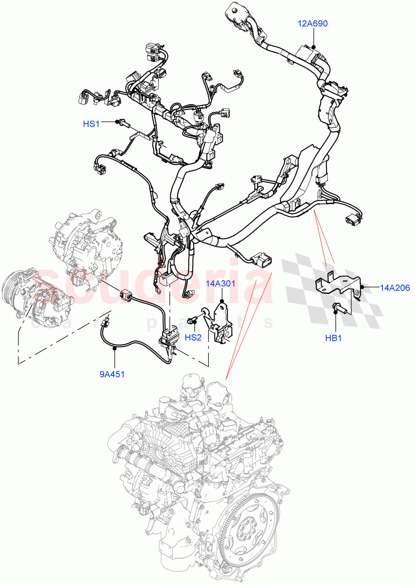 Engine Harness(1.5L AJ20P3 Petrol High,Halewood (UK))((V)FROMMH000001) of Land Rover Land Rover Range Rover Evoque (2019+) [2.0 Turbo Diesel AJ21D4]