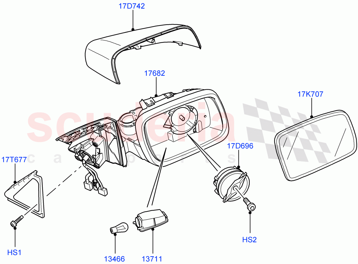 Exterior Rear View Mirror((V)FROMAA000001) of Land Rover Land Rover Range Rover (2010-2012) [5.0 OHC SGDI SC V8 Petrol]