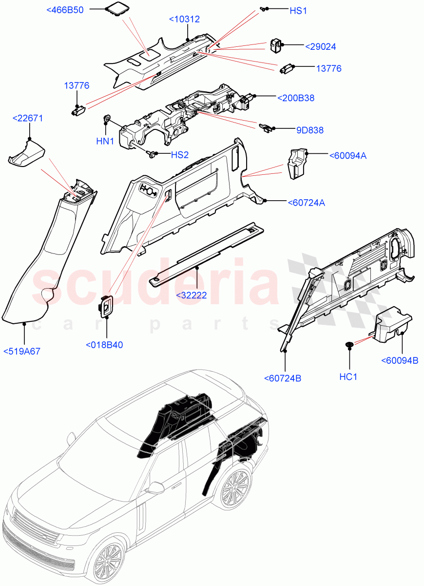 Side Trim (Luggage Compartment) (Less 3rd Row Rear Seat) of Land Rover Land Rover Range Rover (2022+) [3.0 I6 Turbo Petrol AJ20P6]