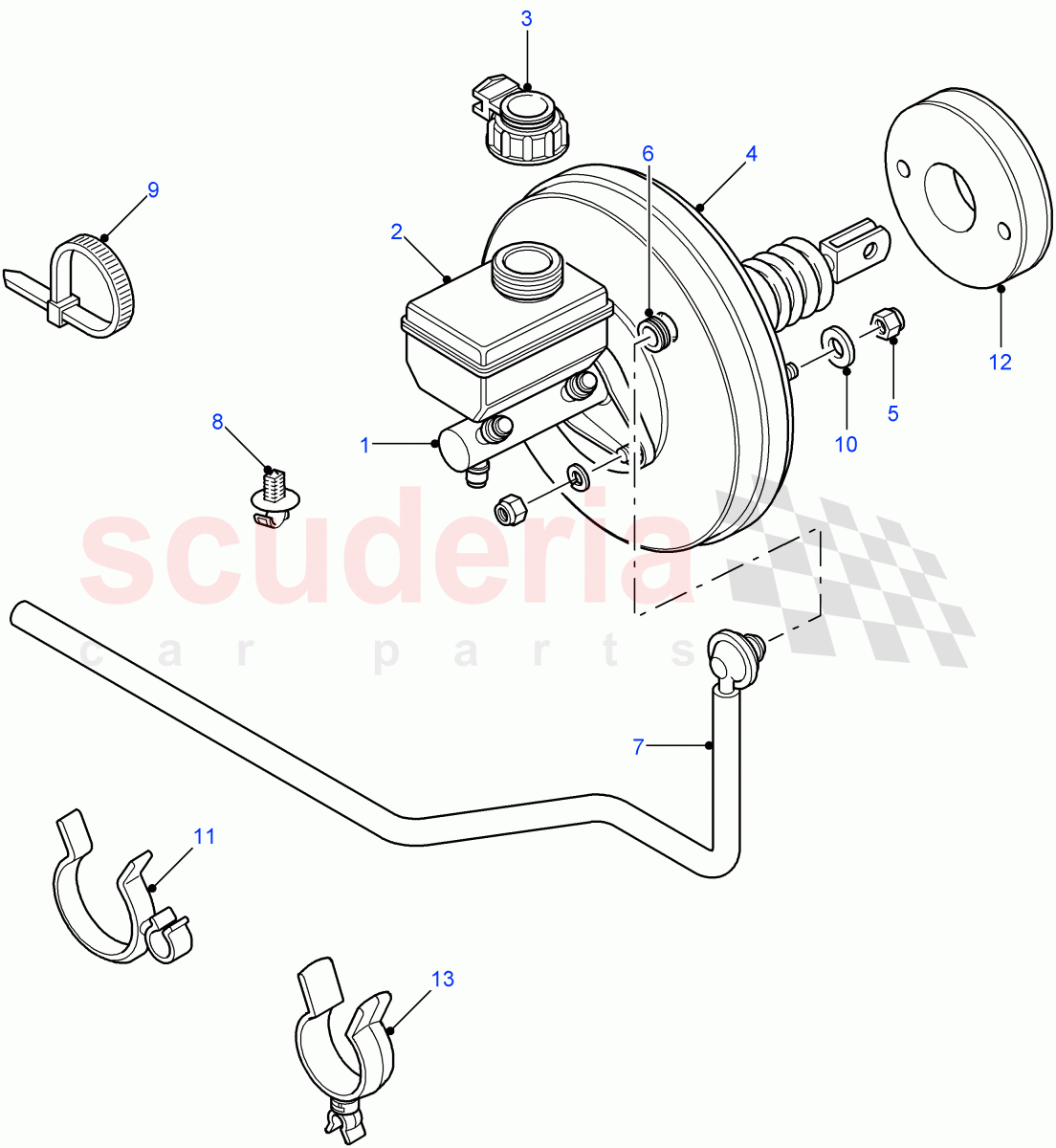 Master Cylinder & Servo(Less Anti-Lock Braking System)((V)FROM7A000001) of Land Rover Land Rover Defender (2007-2016)