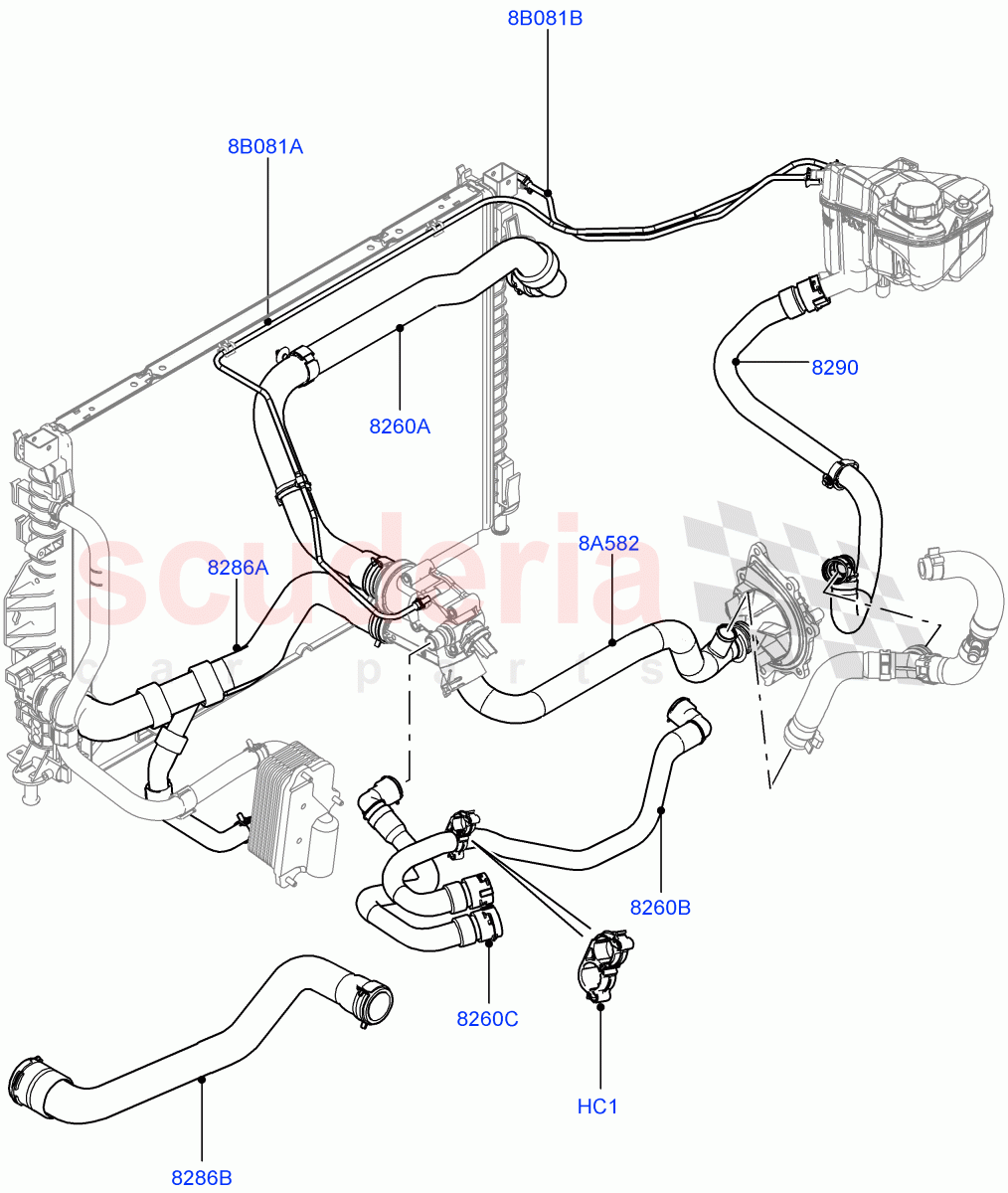 Cooling System Pipes And Hoses (2.2L CR DI 16V Diesel) ((V) FROMEH000001) of Land Rover Land Rover Range Rover Evoque (2012-2018) [2.2 Single Turbo Diesel]