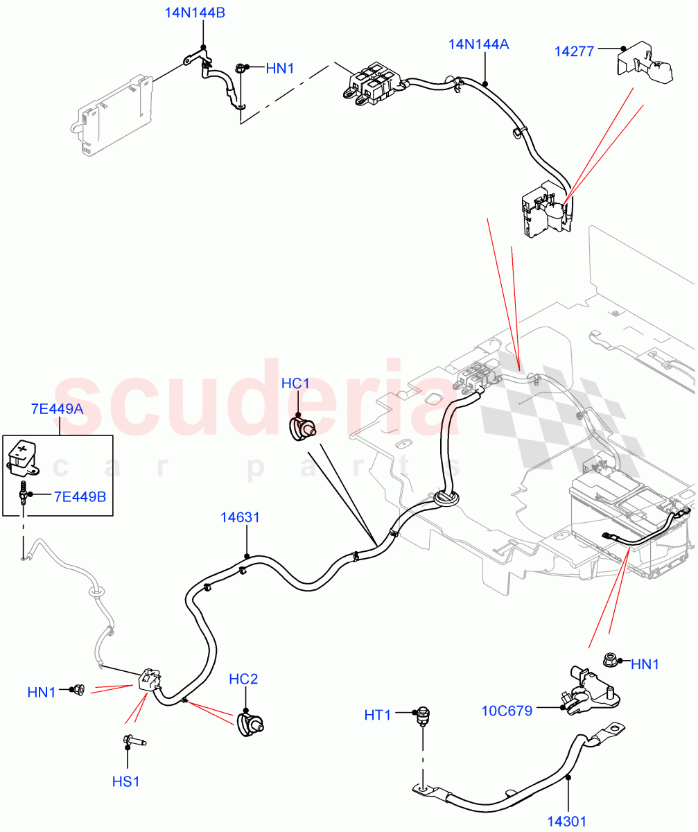 Battery Cables And Horn (Battery Cables) ((V) TOGA999999) of Land Rover Land Rover Range Rover Sport (2014+) [5.0 OHC SGDI SC V8 Petrol]