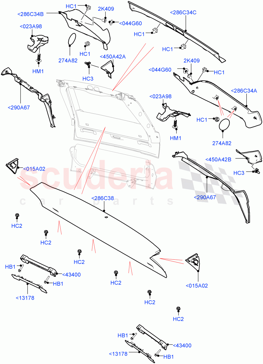 Back Door/Tailgate Trim Panels(Upper) of Land Rover Land Rover Range Rover (2012-2021) [3.0 I6 Turbo Petrol AJ20P6]