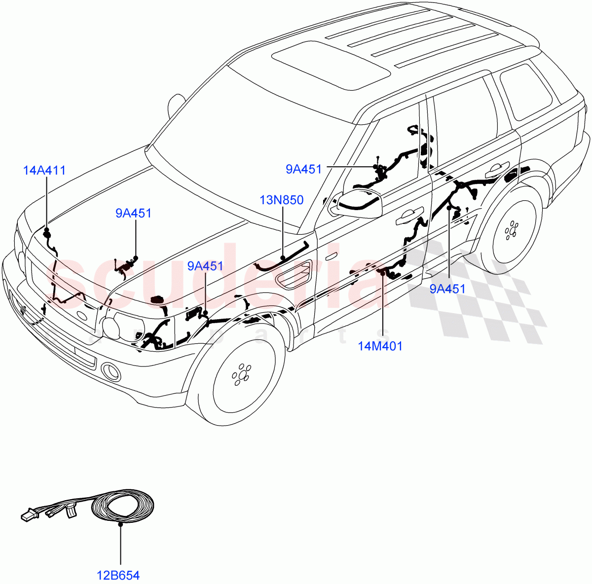 Electrical Wiring - Chassis((V)TO9A999999) of Land Rover Land Rover Range Rover Sport (2005-2009) [4.4 AJ Petrol V8]