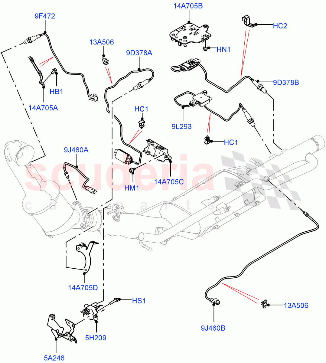 Exhaust Sensors And Modules(2.0L AJ20D4 Diesel High PTA,EU6D Diesel + DPF Emissions,Halewood (UK),2.0L AJ20D4 Diesel Mid PTA,2.0L AJ20D4 Diesel LF PTA,Japanese Emission + DPF,Bharat VI Emission) of Land Rover Land Rover Range Rover Evoque (2019+) [2.0 Turbo Diesel]