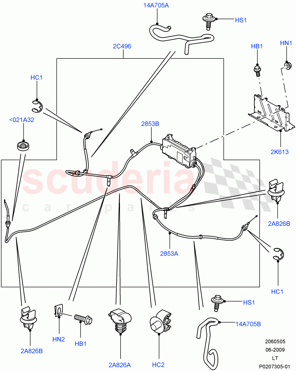 Parking Brake (Parking Brake Cable) ((V) FROMAA000001) of Land Rover Land Rover Range Rover Sport (2010-2013) [3.0 Diesel 24V DOHC TC]