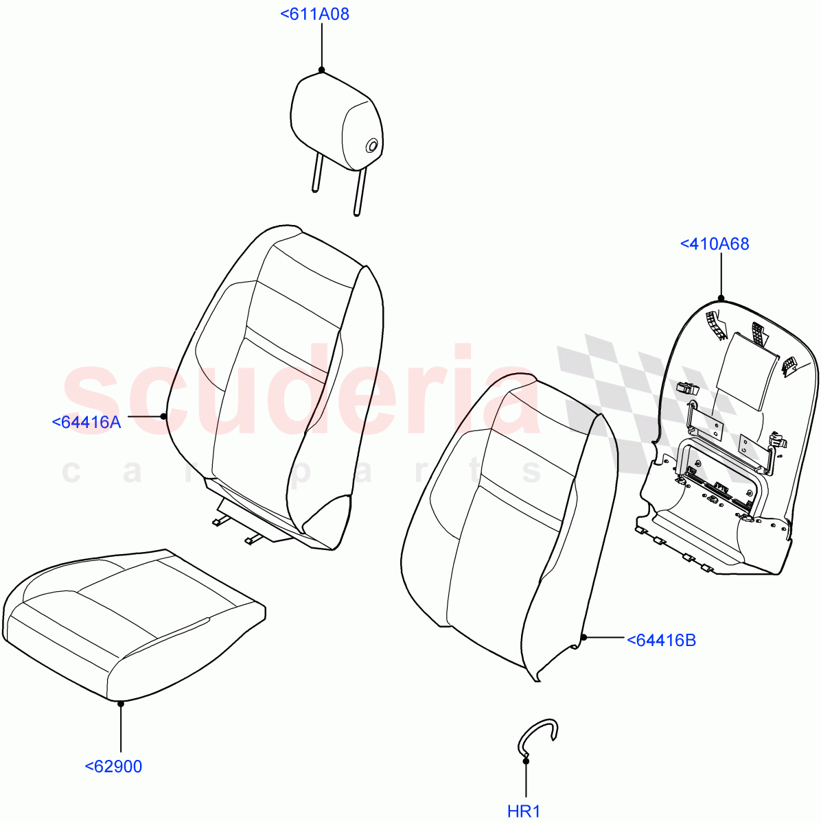 Front Seat Covers(5 Door,Diamond Perf Windsor Leather,Changsu (China)) of Land Rover Land Rover Range Rover Evoque (2019+) [2.0 Turbo Petrol AJ200P]