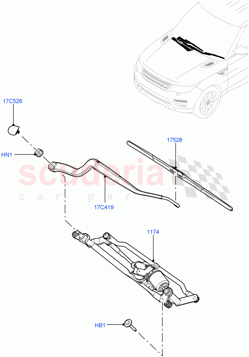 Windscreen Wiper of Land Rover Land Rover Range Rover Sport (2014+) [4.4 DOHC Diesel V8 DITC]