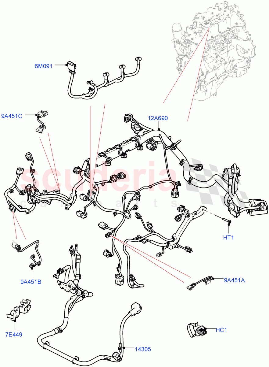 Electrical Wiring - Engine And Dash(2.0L I4 DSL HIGH DOHC AJ200)((V)FROMHA000001) of Land Rover Land Rover Range Rover Sport (2014+) [2.0 Turbo Diesel]