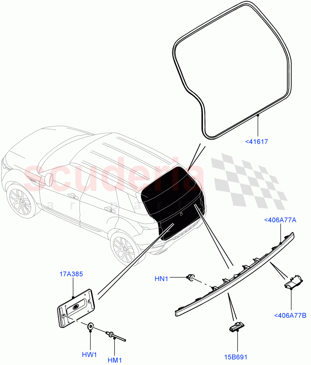 Luggage Compartment Door (Weatherstrips And Seals) (3 Door, Halewood (UK), 5 Door) of Land Rover Land Rover Range Rover Evoque (2012-2018) [2.0 Turbo Petrol AJ200P]
