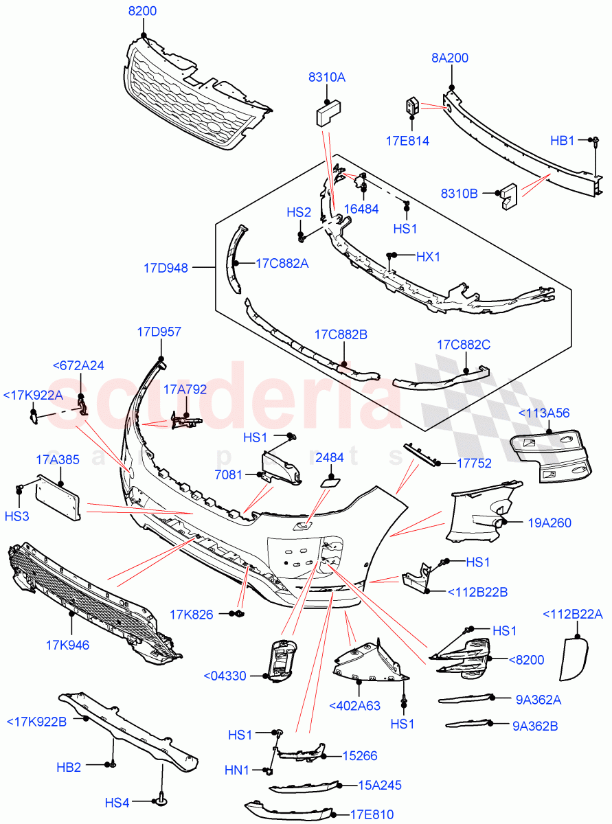 Radiator Grille And Front Bumper (Long Wheelbase, Changsu (China)) ((V) FROMMG575835) of Land Rover Land Rover Range Rover Evoque (2019+) [2.0 Turbo Diesel]