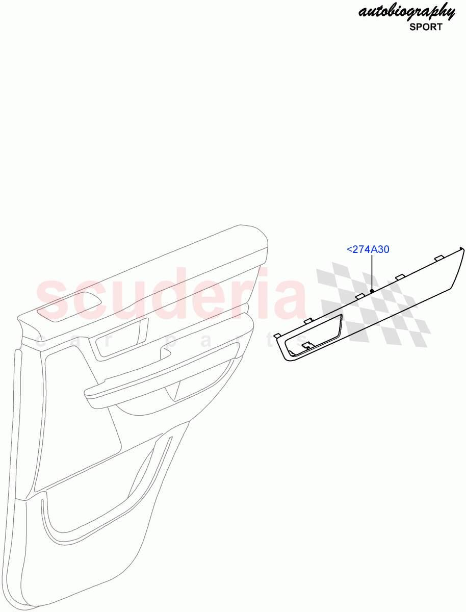 Rear Door Trim Installation(Autobiography Sales Badge)((V)FROMAA000001) of Land Rover Land Rover Range Rover Sport (2010-2013) [3.6 V8 32V DOHC EFI Diesel]