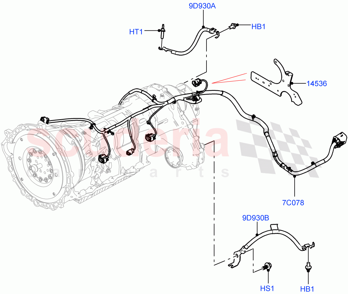 Transmission Harness(Nitra Plant Build)((V)FROMK2000001,(V)TOL2999999) of Land Rover Land Rover Discovery 5 (2017+) [3.0 I6 Turbo Petrol AJ20P6]