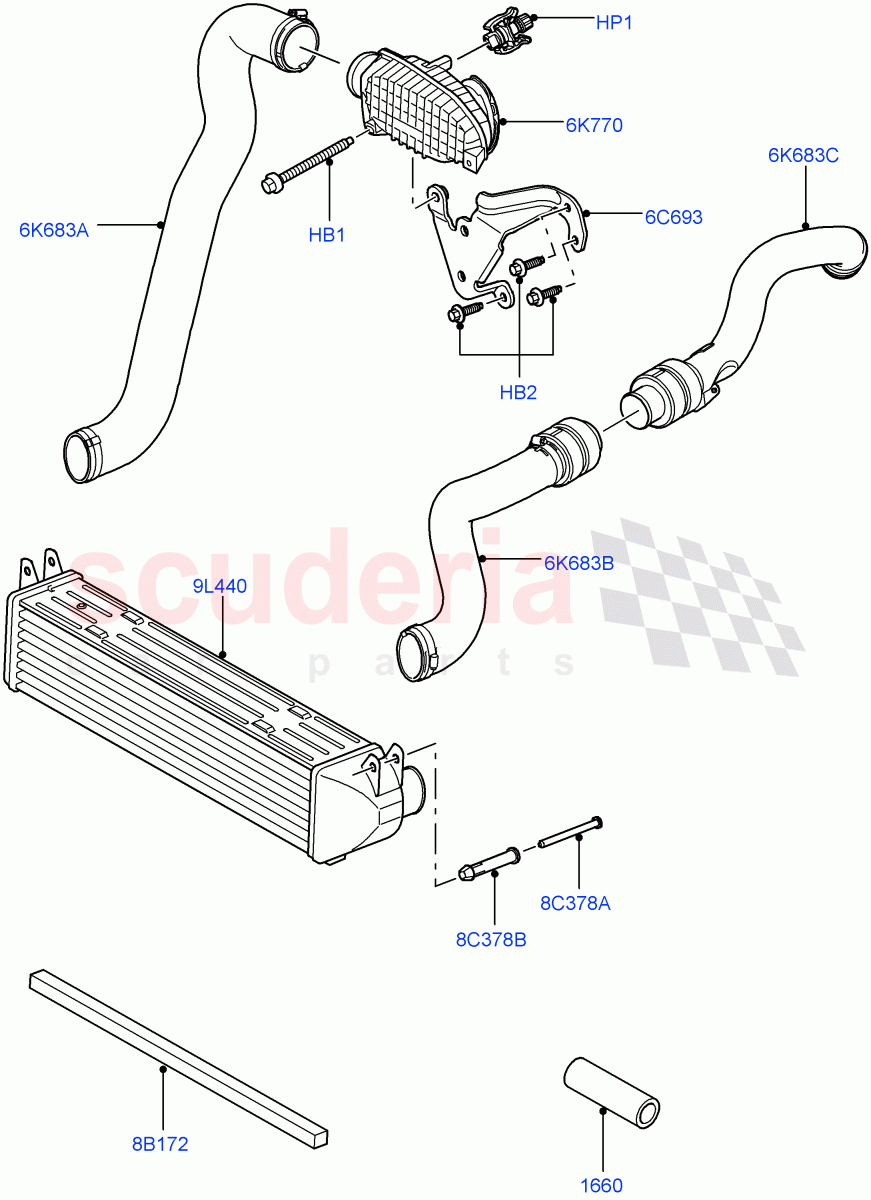 Intercooler/Air Ducts And Hoses(Lion Diesel 2.7 V6 (140KW))((V)FROMAA000001) of Land Rover Land Rover Discovery 4 (2010-2016) [2.7 Diesel V6]