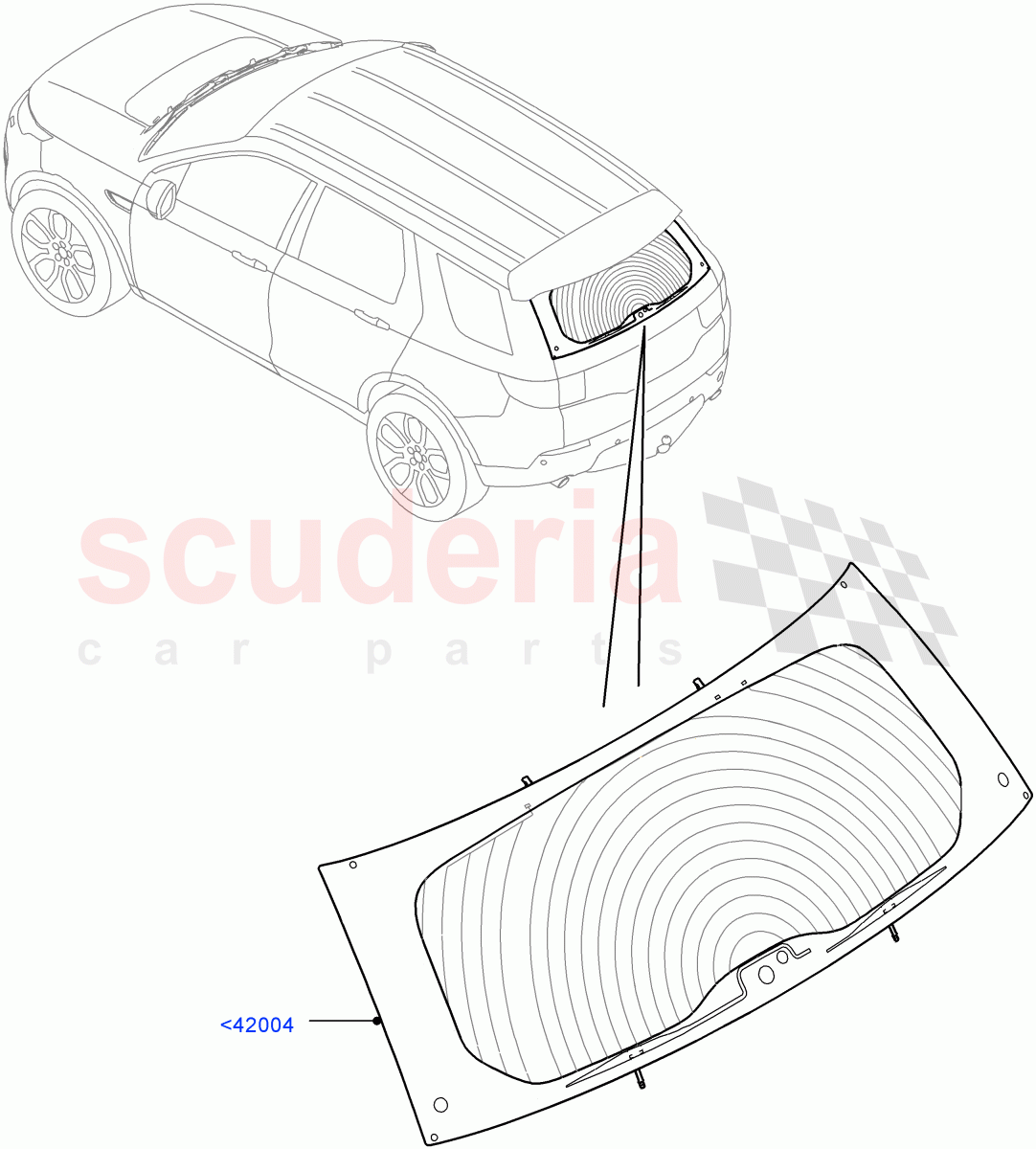 Back Window Glass(Halewood (UK)) of Land Rover Land Rover Discovery Sport (2015+) [2.0 Turbo Petrol AJ200P]