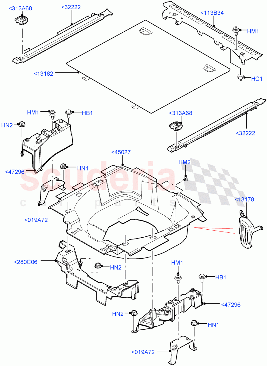 Load Compartment Trim(Floor)(With 5 Seat Configuration,Flex Fuel - E100,Diesel/Electric - Hybrid,With Diesel Fuel Capability,For Unleaded Fuel) of Land Rover Land Rover Range Rover Sport (2014+) [2.0 Turbo Petrol AJ200P]