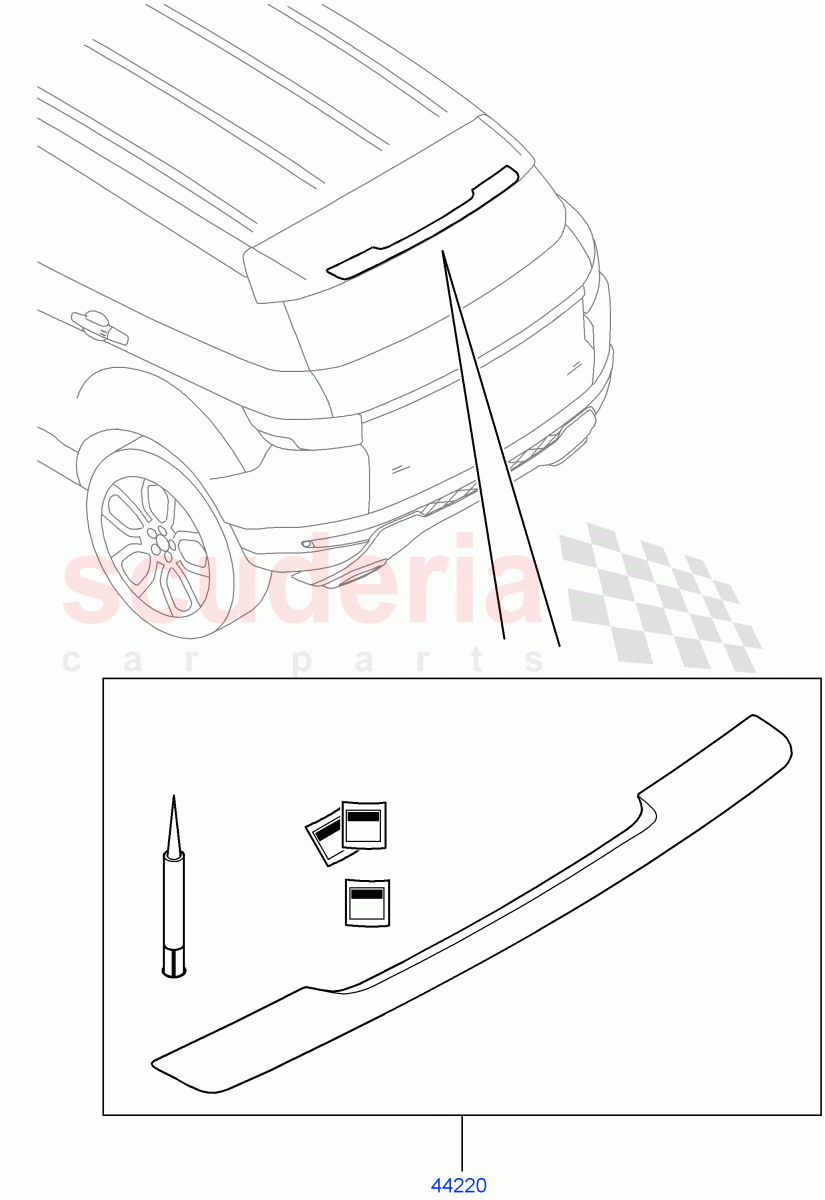 Exterior Body Styling Items(Spoiler)(Halewood (UK),Itatiaia (Brazil))((V)FROMDH000001) of Land Rover Land Rover Range Rover Evoque (2012-2018) [2.2 Single Turbo Diesel]